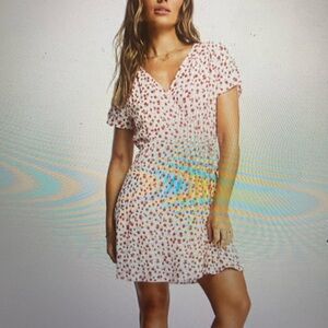 & Other Stories mini wrap dress in red floral print.